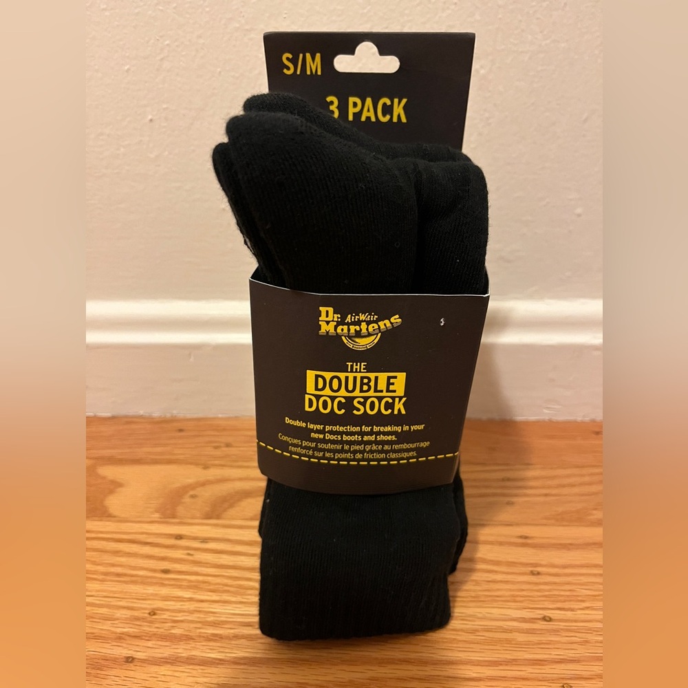 Dr. Marten The Double Doc Sock Black Size S/M 3 Pack Organic